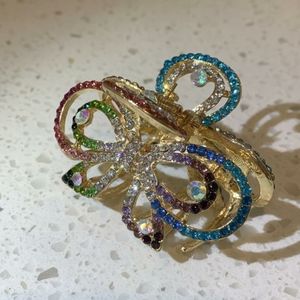 Colorful crystallized hair claw
